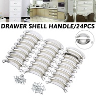 Newest 24pcs Cup Pull Shell Handles Half Moon Medicine Cabinet Handle Kitchen Cupboard Cabinet Door Drawer Furniture Hardware Door Hardware