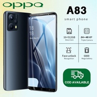 โทรศัพท์มือถือ OPPQ A83 ใหม่เอี่ยม4G/5G สมาร์ทโฟน เล่นเกม จอ6.7-inch（แรม16GB+รอม512GB）กล้อง HD ปลดล็อคด้วยใบหน้า ระบบนำทาง GPS Android12.0 ใส่ได้สองซิม โทรศัพท์ รองรับแอปธนาคาร มีเมนูภาษาไทย โทรศัพท์ถูกๆ มือถือราคาถูกๆ