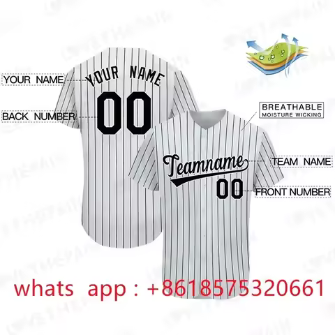 Customizable Baseball Jersey Team Shirt Print Team Personal Name Number Stripe Hip Hop Sportswear Ba