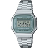 Casio Digital นาฬิกาข้อมือผู้หญิง สีเงิน สายสแตนเลส รุ่น A168WA-1 ของแท้ ประกัน CMG