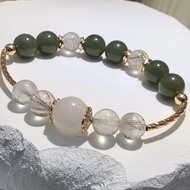 [New York Designer Style] Yueyun Cuiguang|Five Crystal Energy Blue Moonstone.hetian Jade 93|Customiz