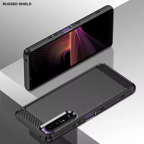 Carbon Fiber Soft Silicone Case For Sony Xperia 10 1 5 II III IV V VI Brushed Texture Back Cover Ant