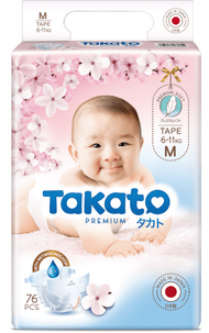 Tã dán Nhật Bản Takato siêu mềm mại (M, 76 miếng)