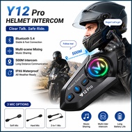 Y12 Pro Motorcycle Helmet Bluetooth Intercom Distance 500M Voice Assistant Multi-scene Mixing Music 