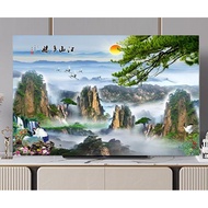 Chinese New Style High-End tv cover Cloth  lace  smart tv dust flat screen monitor protection hanging desktop LCD animation /24 32 37 43 47 50 52 55 60 65 75 80inch online celebrity tapestry   camber102710
