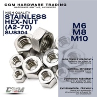 5PCS STAINLESS HEXAGONAL NUT M6: M8: M10/ HEX NUT A2-70 HIGH GRADE STAINLESS HEX NUT 5 PIECES