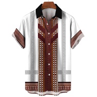 Barong Tagalog Shirt Ethnic Tribal Inspired Tops Tee Shirt For Men Round Vintage Traditional Shirts 