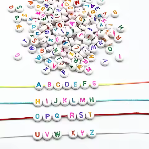 100pcs 7mm 26 colourful Letter Beads Alphabet Letter Charms Shape Beads for Jewelry Making Diy Handm