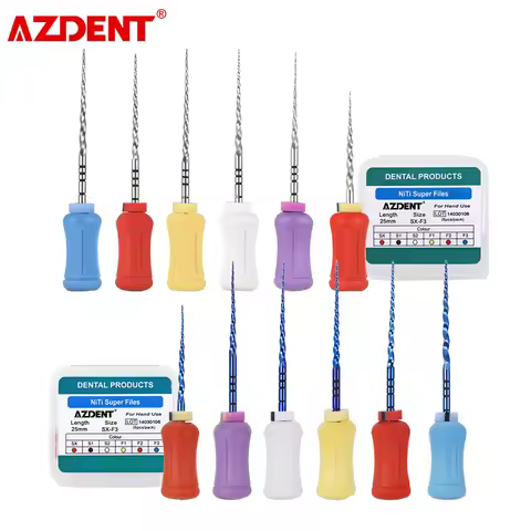 AZDENT 6pcs/Box Dental Endodontic NiTi Files Heat Activated Root Canal File Hand Use Super Rotary Fi
