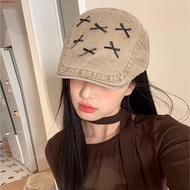 Korean Style Bowknot y2k Forward Hat Female Spring Fashion All-Match Casual Face Small Newsboy Peake