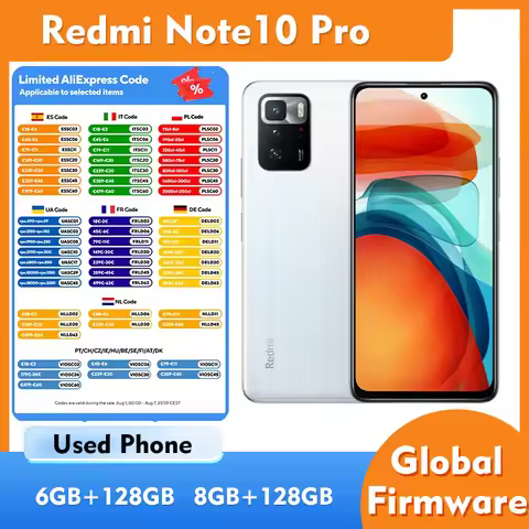 Redmi Note 10 Pro 5G 6GB 8GB RAM 128GB ROM SmartPhone 6.6inch 5000mAh Charging 67W used phone