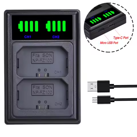 Batmax NP-FZ100 NP FZ100 LED Dual USB Charger for Sony NP FZ100 BC-QZ1 Alpha 9 Alpha 9R Sony Alpha 9
