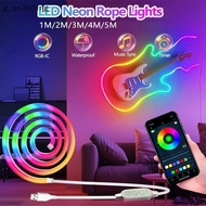 GQS RGB Neon LED Strip, 1-5M, IP67 Waterproof, USB/Tuya App Control for Home Decor PH
