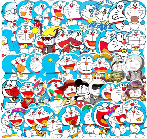 10/30/52pcs Bandai Anime Doraemon Graffiti Stickers Waterproof Travel Suitcase Phone Laptop Diy Kids