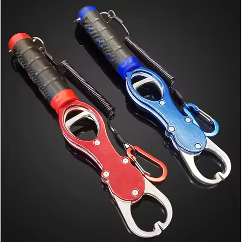 1Pc Fish Lip Gripper with Scale 40 Pound Aluminum Fishing Gripper Professional Fishing Lip Grabber T