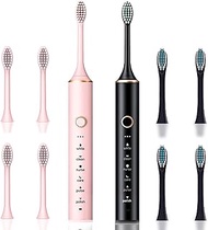2 Pack 37000VPM Electric Toothbrush for Adults - 3 Intensity Levels and 6 Modes - USB Rechargeable T