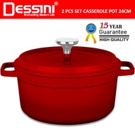 DESSINI ITALY iNM-24 Die Cast Aluminium Non Stick Casserole Pot Bowl Deep Fry Pan Cookware Tool PERI