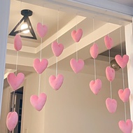 Door Pendant Small Door Curtain Partition Curtain Curtain Line Young Adult Heart Korean Cute Pink Heart Punch-Free Pendant