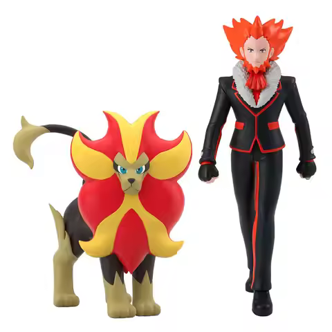 Bandai Pokemon XY Game Anime SCALE WORLD Kalos Region Lysandre Pyroar PVC Action Figures Pokemon Pik
