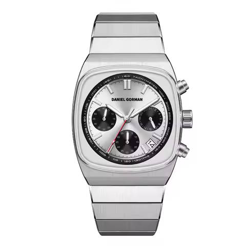 39mm men's wristwatch with VD53 movement chronograph sapphire glass and stainless steel strap luxury