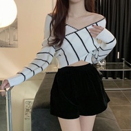 Fashion talent.shop เสื้อไค้ลลายทางเช็กชี่ 86059