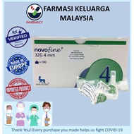 (Exp: 01/2025) Novo Nordisk Novofine Insulin Needle 4mm 32G 100's | Novo-fine Insulin Glucose Blood 