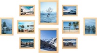 KAIWIN Set of 10 Picture Frames Multi Picture Frames Oak 8x10 Four 5x7 4x6 Collage Photo Frames