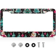 License Plate Frame 2 Packs Snowman Decorative License Plate Stainless Steel Rust-Proof Auto Parts F