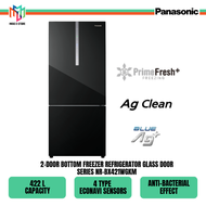 (SAVE 4.0) Panasonic NR-BX421 2-Door Bottom Freezer Refrigerator Glass Door Series Fridge Inverter 422L NRBX421WGKM NR-BX421WGKM Peti Sejuk