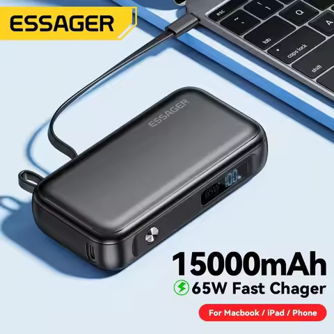 Essager Power Bank 15000mAh Portable Charger Powerbank PD QC 3.0 65W Fast Charge External Battery Mo