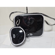 Emis Enamel Shoulder Bag with Coin Purse Set (Black Light Beige Pink Green Light Blue Black Tangerin
