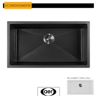 [ AER ]  KS1-03 BL (Matte Black) / KS1-03 W (White)  Granite Kitchen Sink Single Bowl , TOP-MOUNT, A