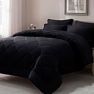 ELNIDO QUEEN® King Comforter Set Black- 7 Pieces King Size Bed in a Bag, Bed Set for All Seasons, Ul
