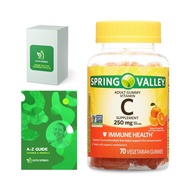 Spring Valley Vitamin C Gummies, 250 mg, 70 Count + “Vitamins & Minerals - A to Z - Better Light&Spr