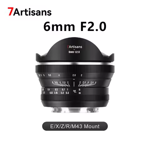 7artisans 6mm F2.0 APS-CUltra Wide Fisheye Manual Focus Large Aperture Prime Lens for Sony E Fuji X 