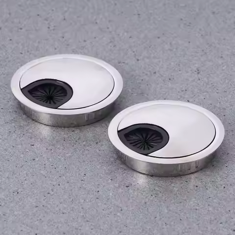 3Pcs Zinc Alloy Computer Desk Cable Hole Covers 60Mm Round Hole Swivel Flip- Anti-Slip Strip Office 