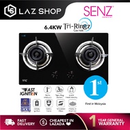 SENZ 6.4kW Tri-Ringz 2 Burner Built In Glass Hob SZ-GS388 | FAST IGNITION Auto Gas Cut Off Table Top Gas Stove Gas Hob Dapur Gas Kaca Senz Hob Senz Gas Hob GS388