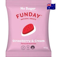 Funday Natural Sweets Strawberry & Cream No Sugar Candy 50g imported from Australia 🇦🇺