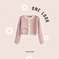 BoRa - Setelan Wanita Korean Style 3in1 ( Atasan Outer Cardigan Rajut Motif Kotak + Celana Kargo Kat