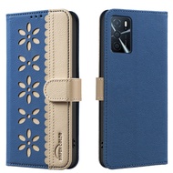 XICCI For OPPO A16 A16S A54 A74 A94 A52 A72 A92 Leather Business Wallet Splicing flower Embossing Ma