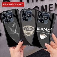 HP Latest REALME C53 NFC Glass Softcase [M177] Coffee Motif - Case Realme C53 NFChp - Realme C53 NFC