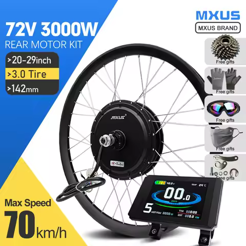 MXUS Brand Electric Bike Conversion Kit 72V 3000W 3.0Tyre Brushless Rear Hub Motor Wheel For eBIKE C