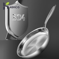 Konco กระทะแบนสแตนเลส304กระทะสำหรับทำอาหาร3ชั้นด้ามยาว30ซม. กระทะ