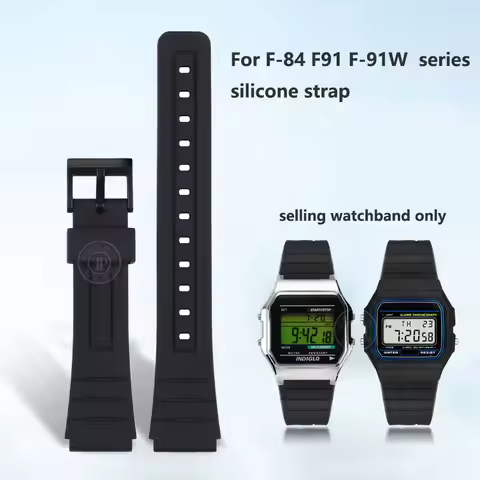 Suitable for Casio electronic watch F-84 F91 F-91W F94 105 series resin silicone watch with raised m