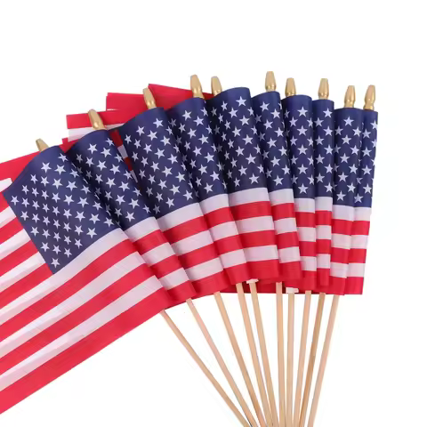 12 Pcs Small American Flags on Stick,Outdoor Decor Small US Flags,Mini American Flag for Outside Pat
