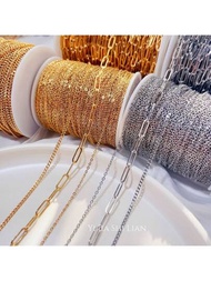 100cm/diy採用304不銹鋼方形十字鏈製成的鏈條,鈦色壓克力扁平o形抛光鏈,適用於女性珠寶製作