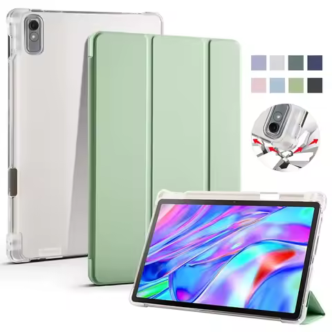 Luxury Transparent Flip Leather Tablet Case for Lenovo Tab P11 Gen 2 Gen2 Pen Holder Soft Clear Back