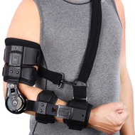 Hinged ROM Elbow Brace - Adjustable Post Op Elbow Brace Stabilizer Splint with Strap Sling Arm Injury Recovery Support After Surgery for Men Women (Fits Left &amp; Right)