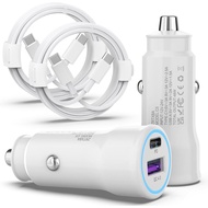 iPhone 16 Car Charger - 2Pack 48W PD&QC4.0 Dual Port USB C Car Charger Adapter with USB C to C Cable