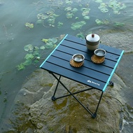 โต๊ะพับอลูมิเนียมกลางแจ้งสำหรับปิคนิคตั้งค่าย Meja Lipat Portable โต๊ะบาร์บีคิวโต๊ะทานอาหารขนาดเล็ก